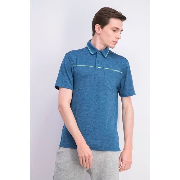 Under Armor Men's Heatgear Polo Shirt sz M teal blue Space dye Golf Stretch Comf - Picture 1 of 8